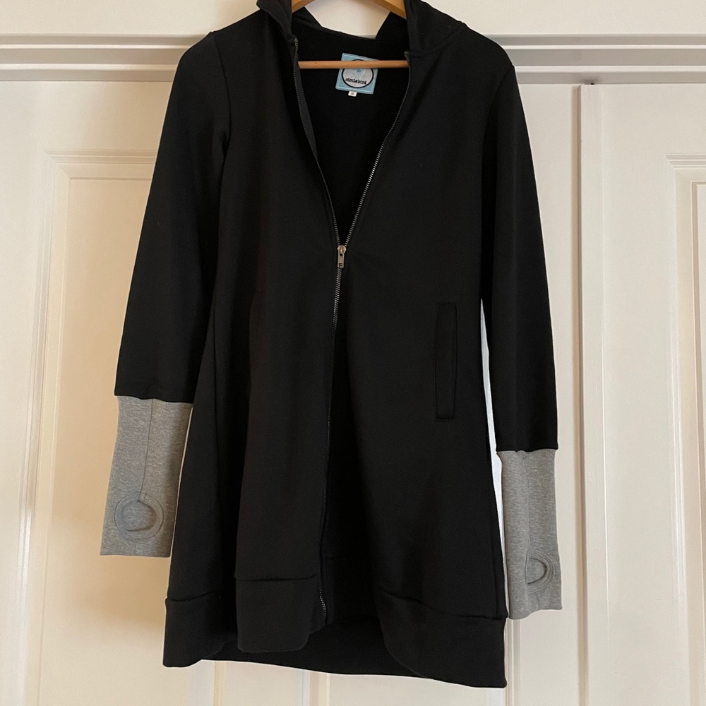 Long cozy Hoodie Jacket with Thumb holes XS